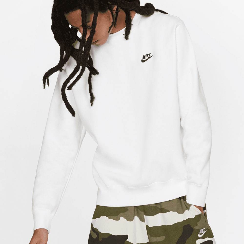 Nike Golf Jumper - NSW Club Fleece Crew Neck - White SP25