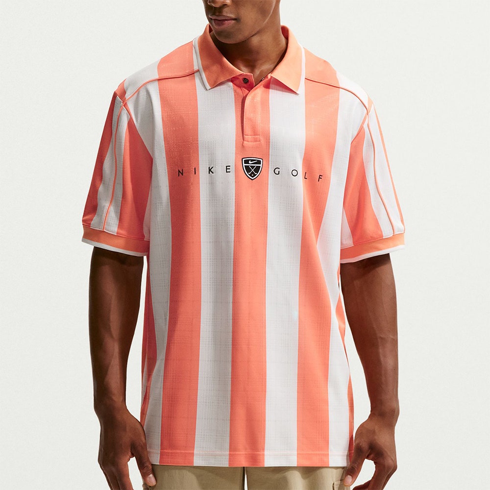 Nike Golf Shirt - NK DF Fairway Fresh Stripe Polo - Orange Frost SP26