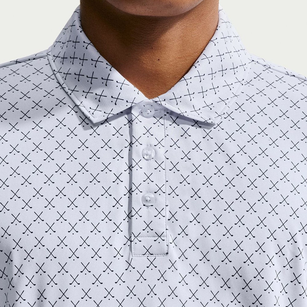 Nike Golf Shirt - NK DF Par 5 Club Print Polo - Football Grey SU26
