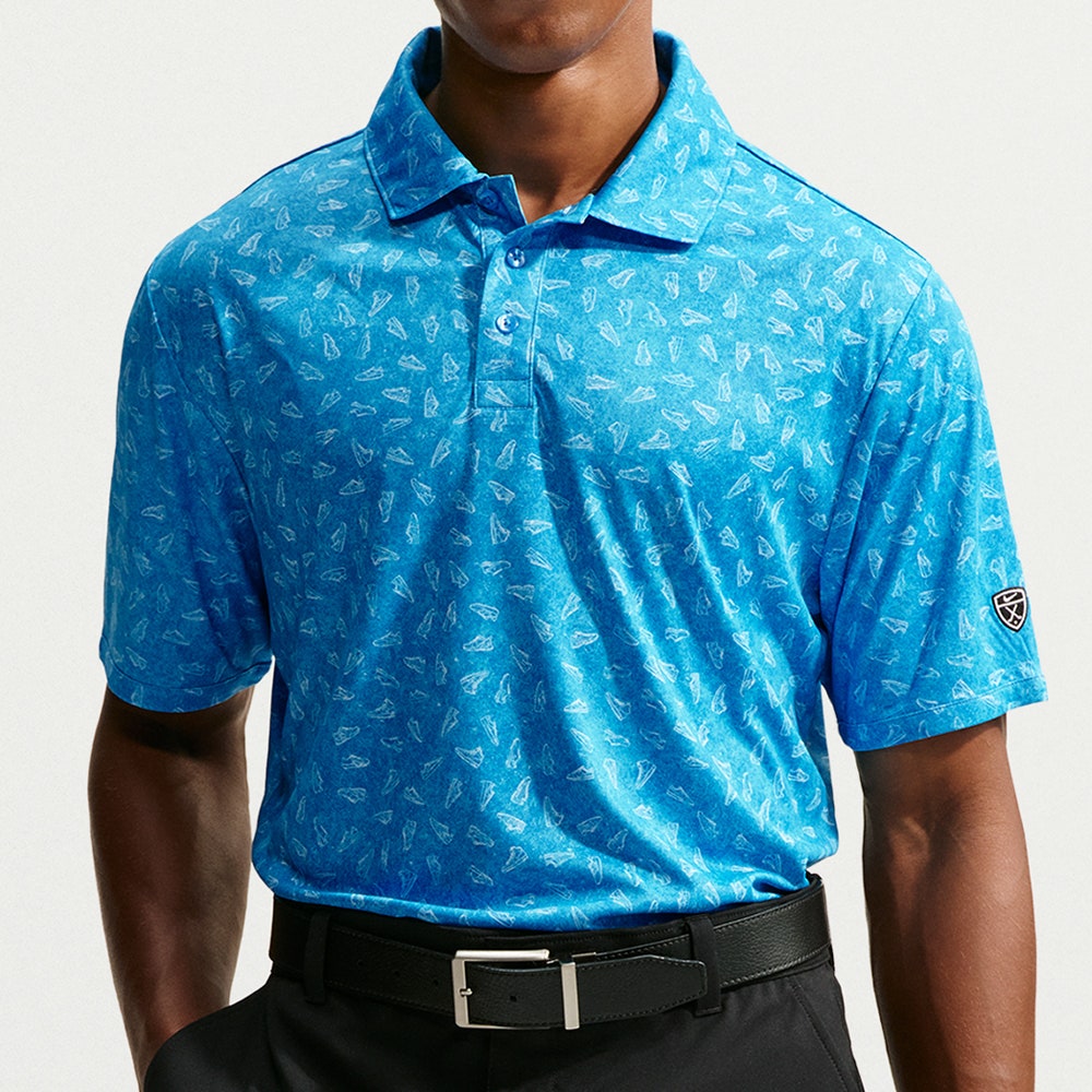 Nike Golf Shirt - NK DF Par 5 Grass Print Polo - Aurora Blue FA26