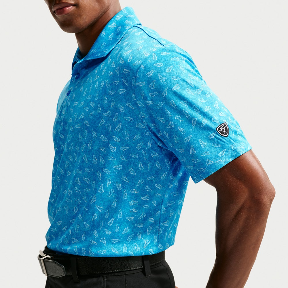 Nike Golf Shirt - NK DF Par 5 Grass Print Polo - Aurora Blue FA26