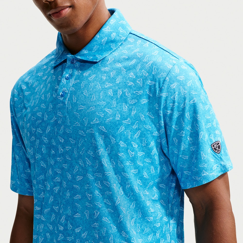 Nike Golf Shirt - NK DF Par 5 Grass Print Polo - Aurora Blue FA26