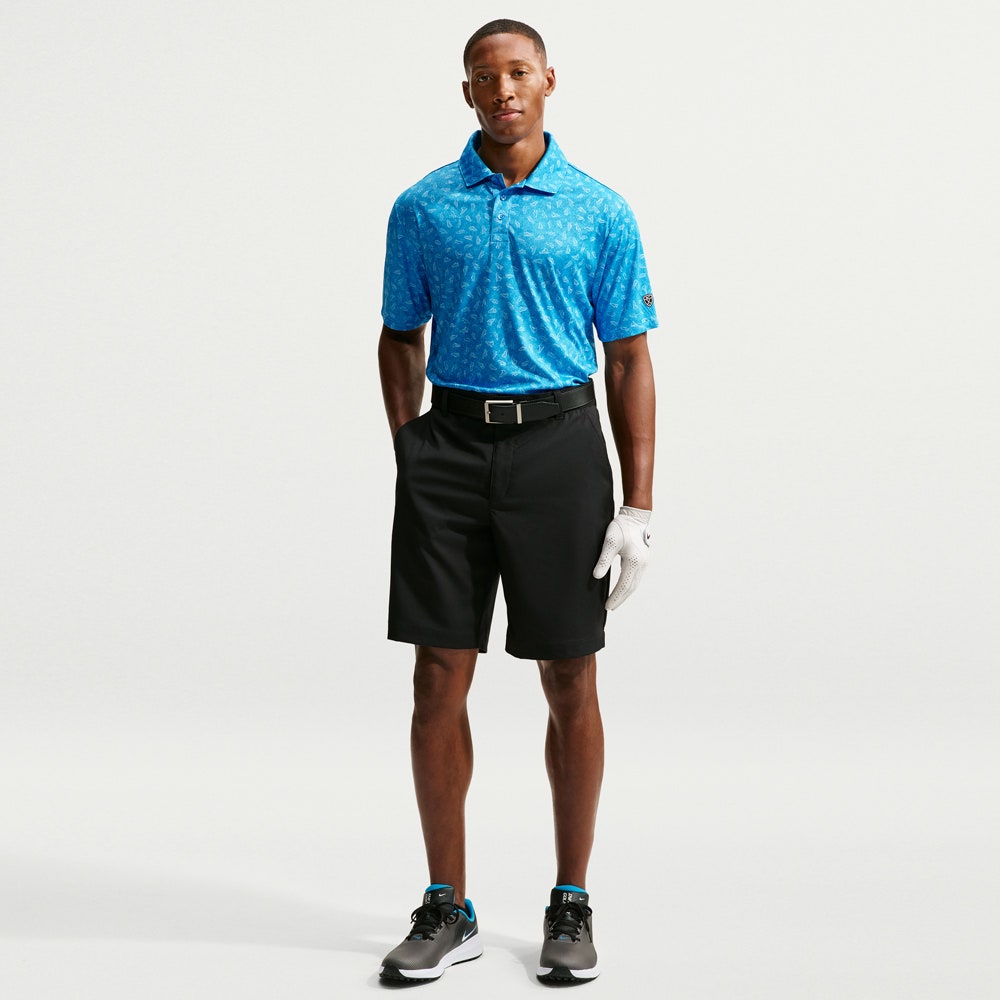 Nike Golf Shirt - NK DF Par 5 Grass Print Polo - Aurora Blue FA26