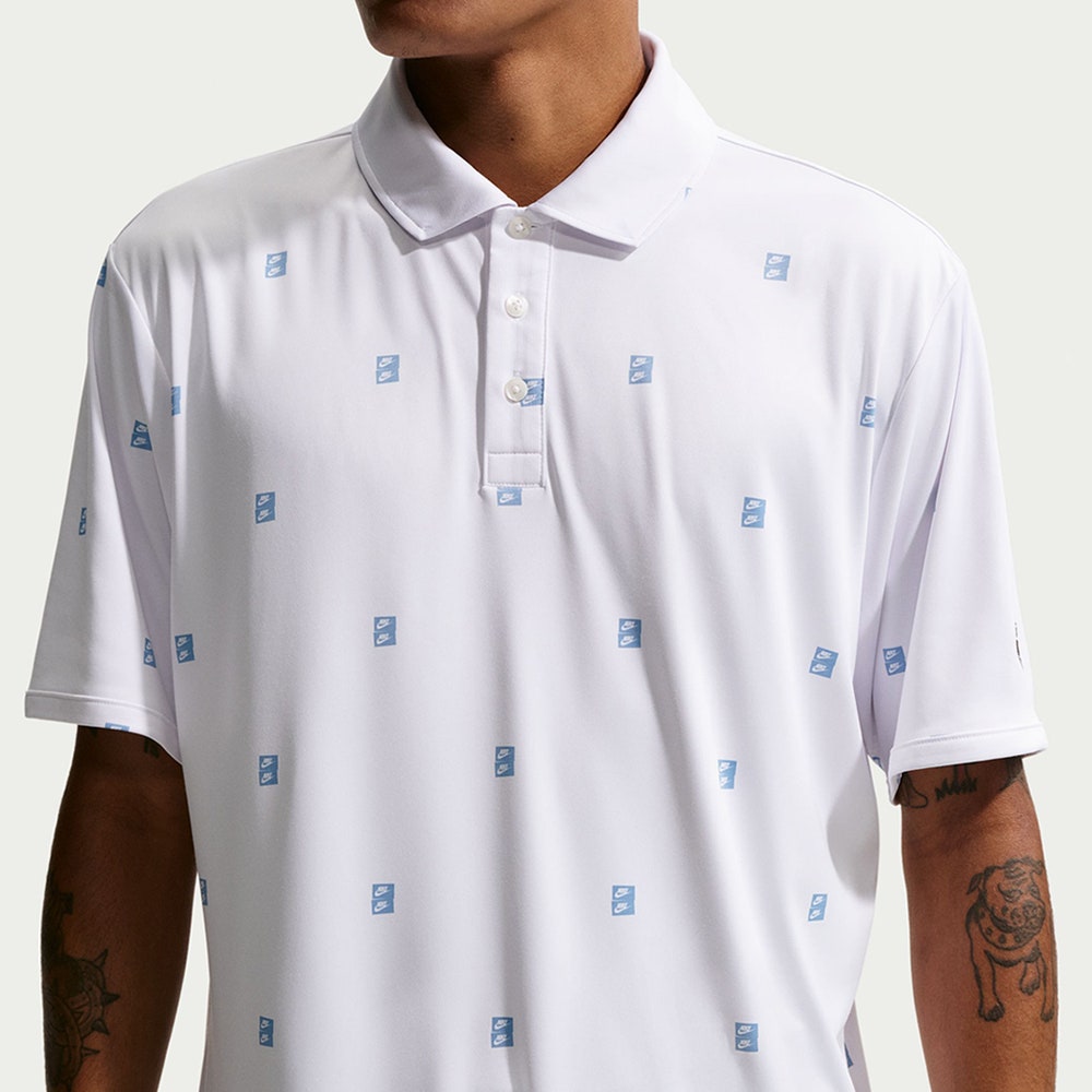 Nike Golf Shirt - NK DF Par 5 Seve Stack Polo - White - Work Blue SU26