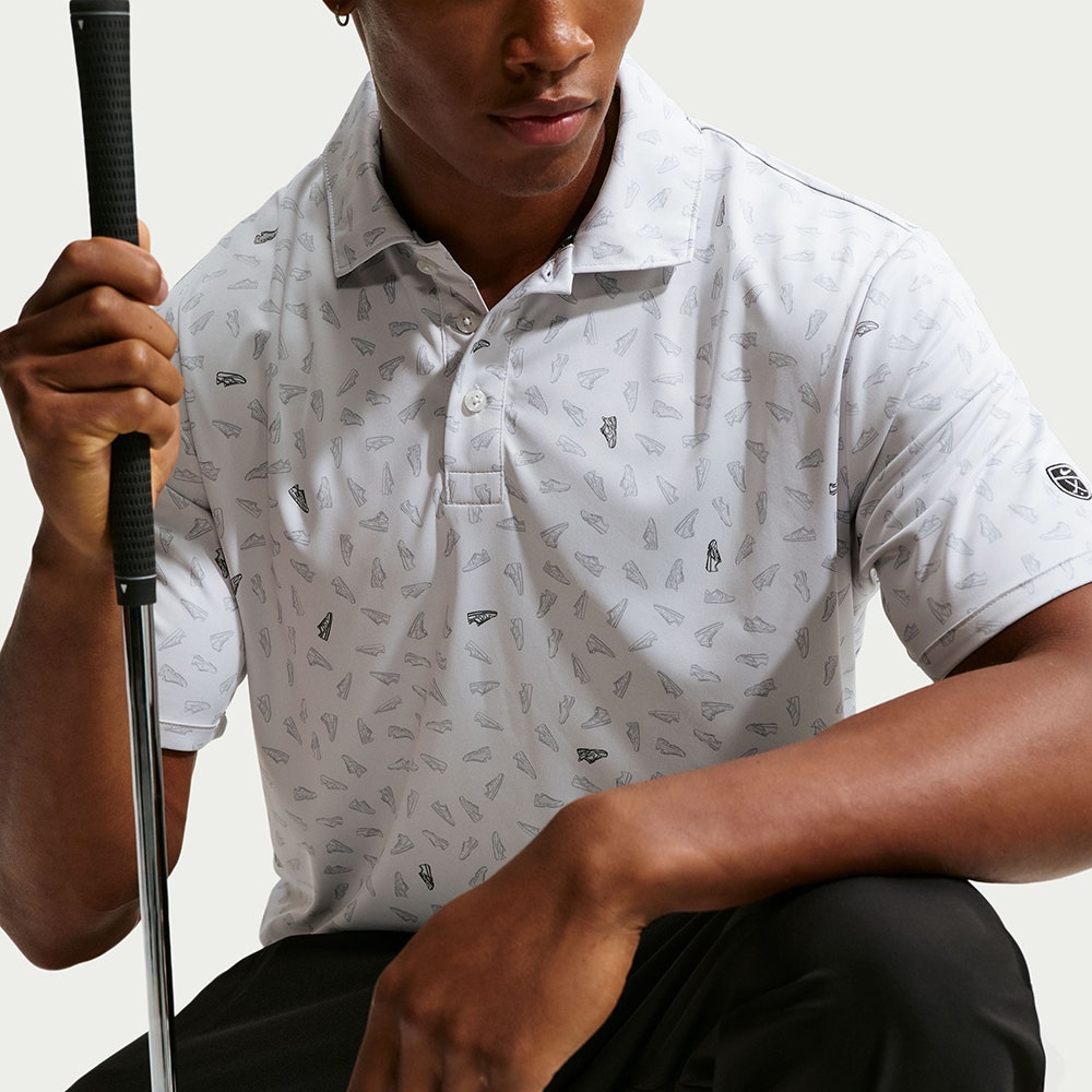Nike Golf Shirt - NK DF Par 5 Shoe Print Polo - Photon Dust SU26