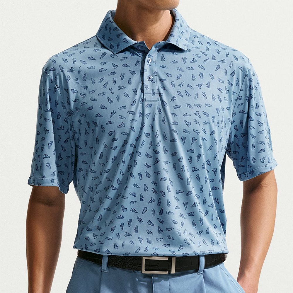 Nike Golf Shirt - NK DF Par 5 Shoe Print Polo - Work Blue SP26