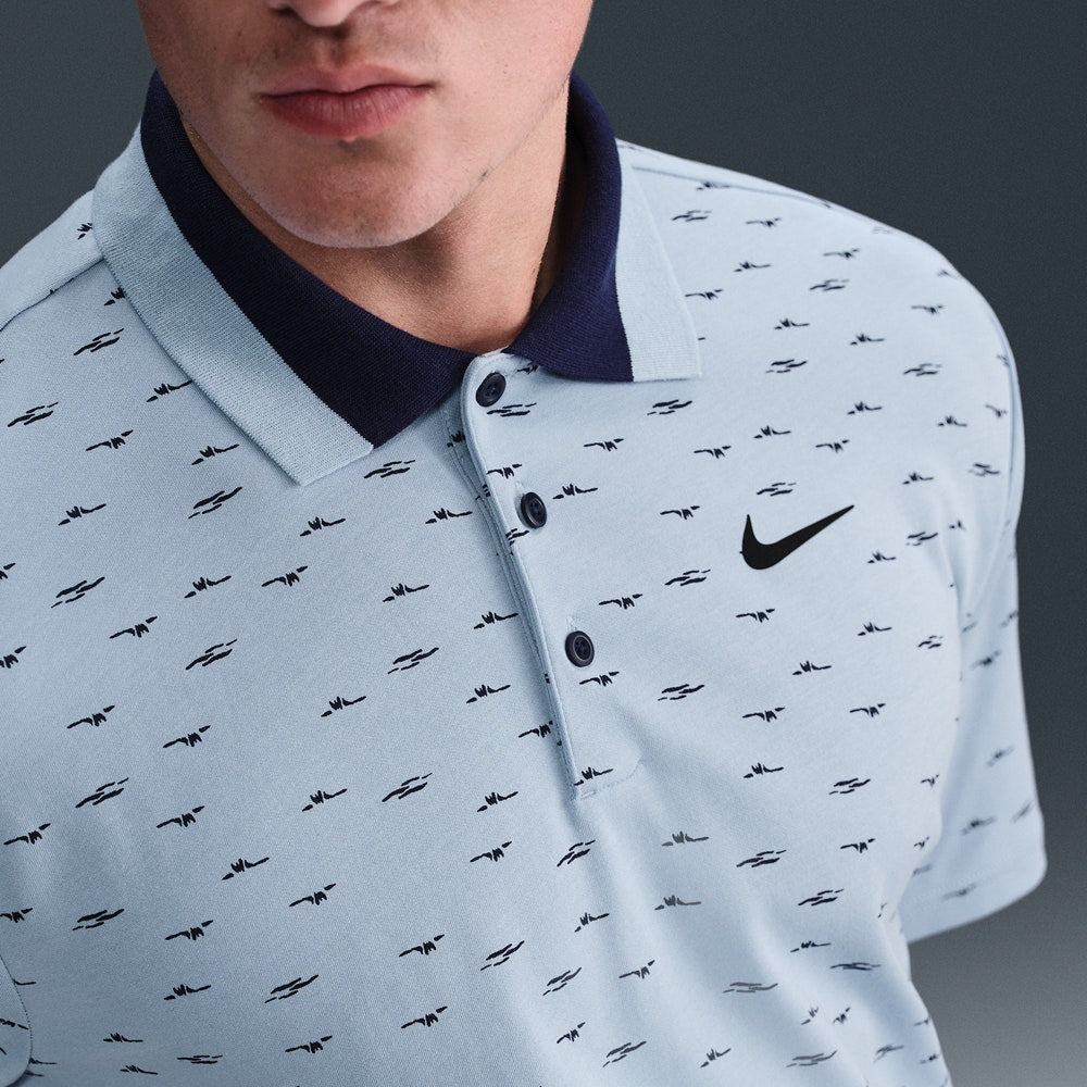 Nike Golf Shirt - NK DF Tour Micro Print - Lt Armory Blue SU25