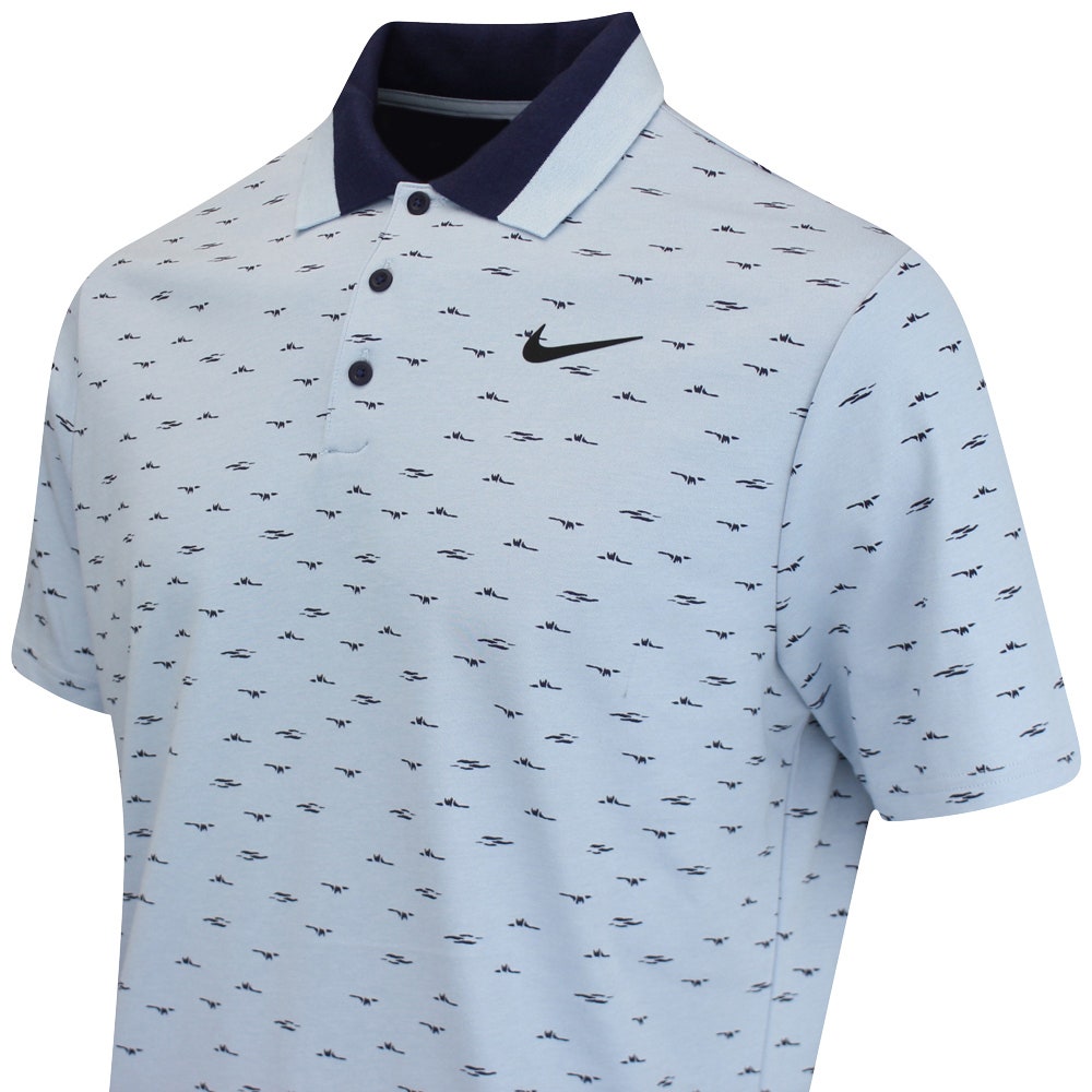 Nike Golf Shirt - NK DF Tour Micro Print - Lt Armory Blue SU25