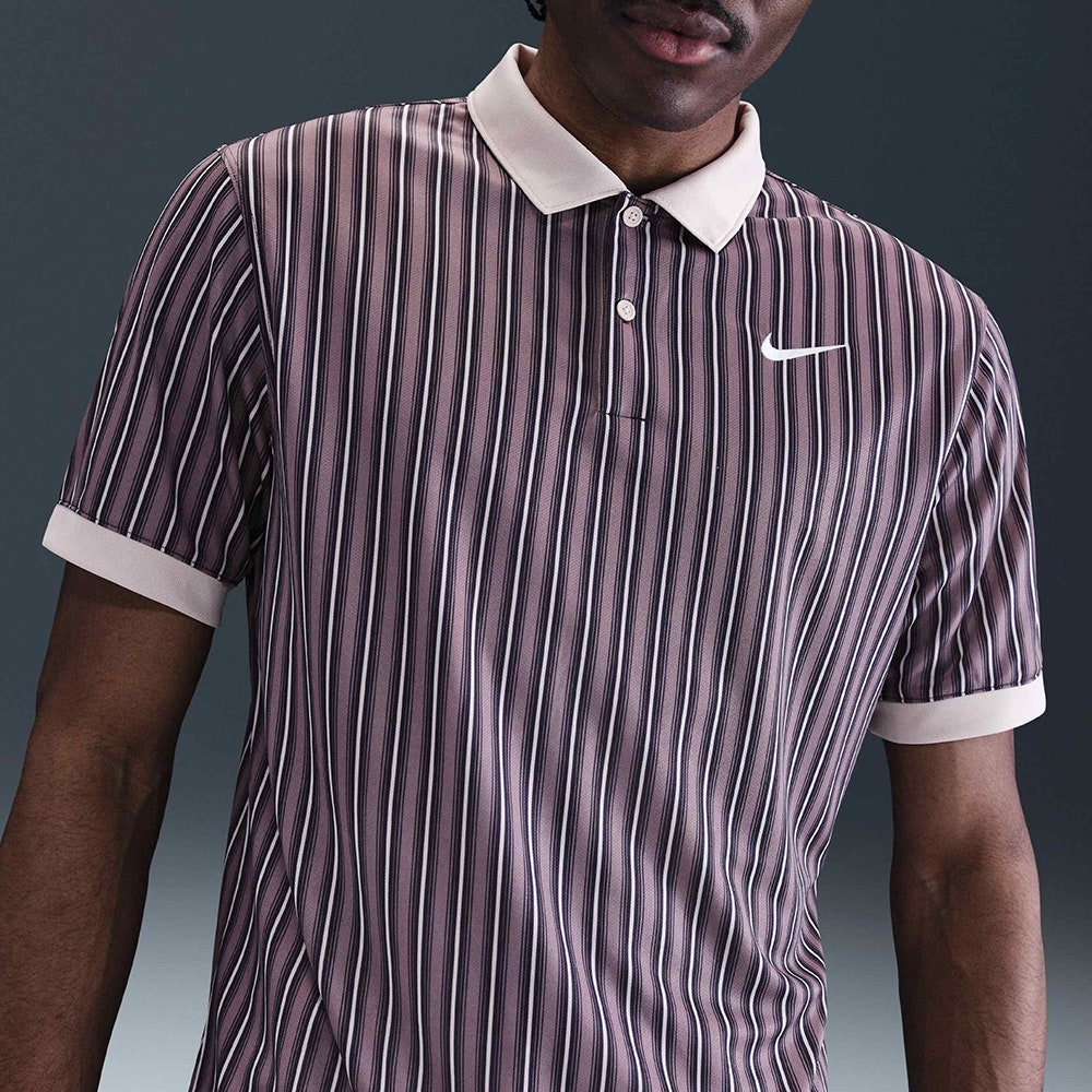 Nike Golf Shirt - NK DF Victory+ Stripe Polo - Taupe Grey FA25
