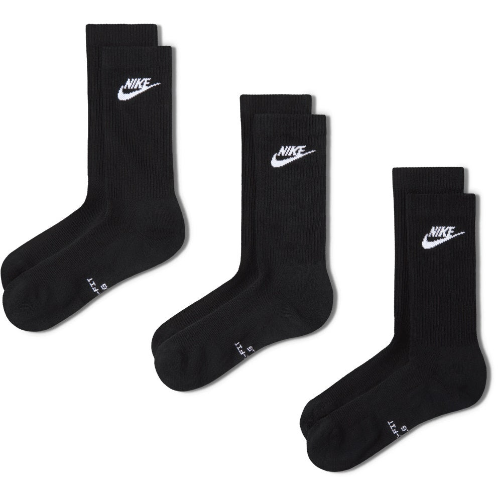 Nike Golf Socks - Everyday Elevated Futura Crew - 3 Pack Black FA26