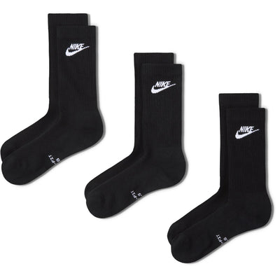 Nike Golf Socks - Everyday Elevated Futura Crew - 3 Pack Black FA26