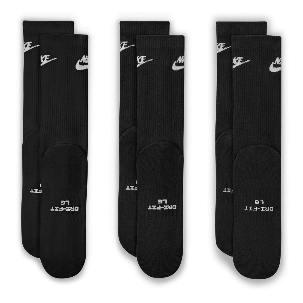 Nike Golf Socks - Everyday Elevated Futura Crew - 3 Pack Black FA26