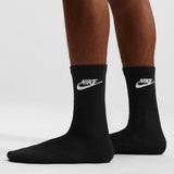 Nike Golf Socks - Everyday Elevated Futura Crew - 3 Pack Black FA26