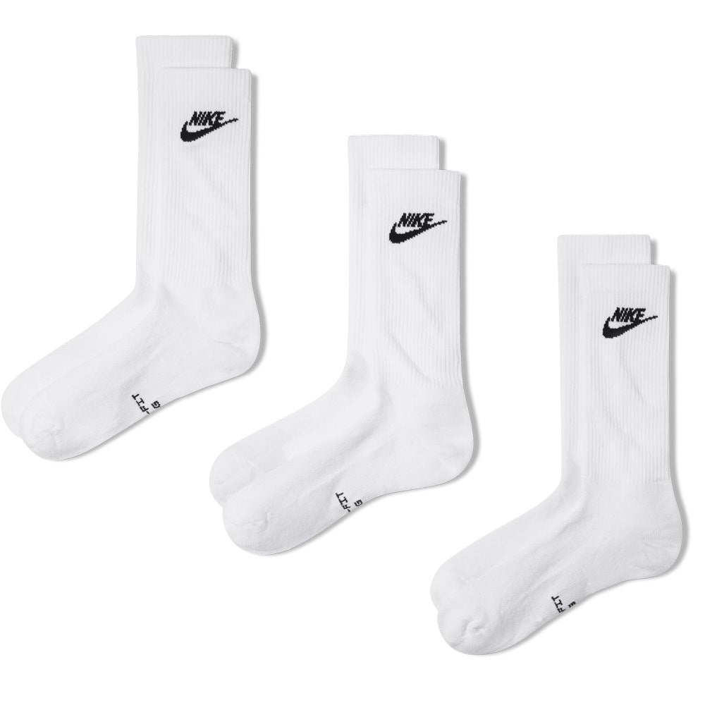 Nike Golf Socks - Everyday Elevated Futura Crew - 3 Pack White FA26