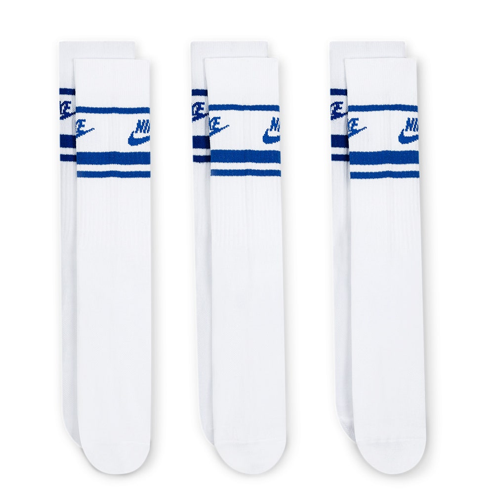 Nike Golf Socks - Sportswear Essential Crew - 3 Pk White - Game Royal SP26