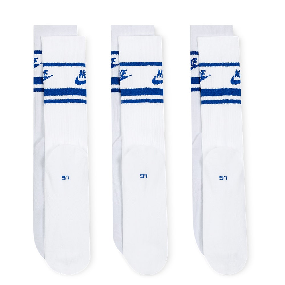 Nike Golf Socks - Sportswear Essential Crew - 3 Pk White - Game Royal SP26