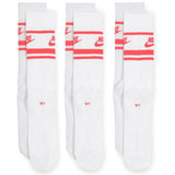 Nike Golf Socks - Sportswear Essential Crew - 3 Pk White - Hot Punch SP25