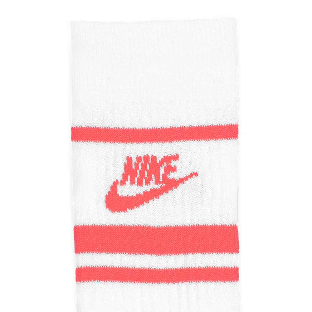 Nike Golf Socks - Sportswear Essential Crew - 3 Pk White - Hot Punch SP25