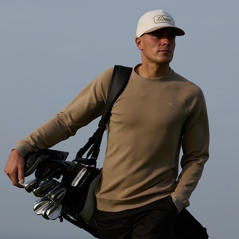 PUMA Golf Jumper - Cloudspun Fleece Crew Neck - Ice Coffee SS26