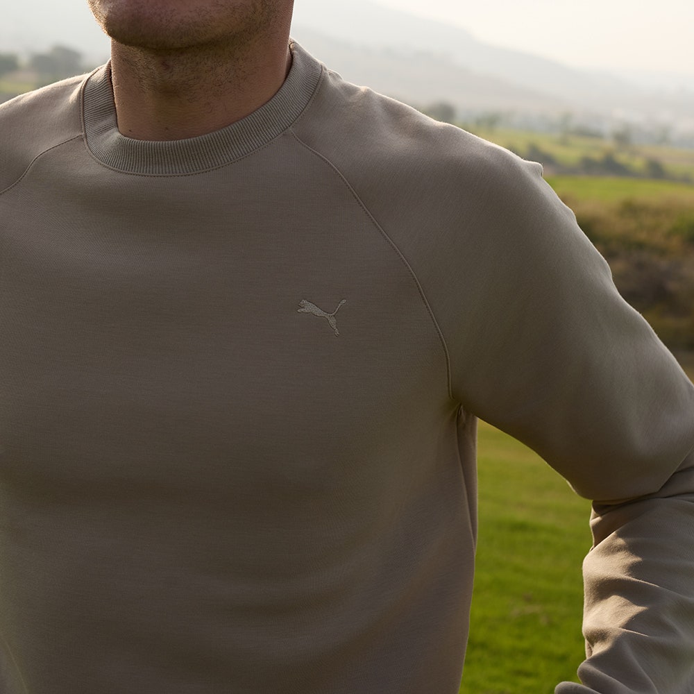 PUMA Golf Jumper - Cloudspun Fleece Crew Neck - Ice Coffee SS26