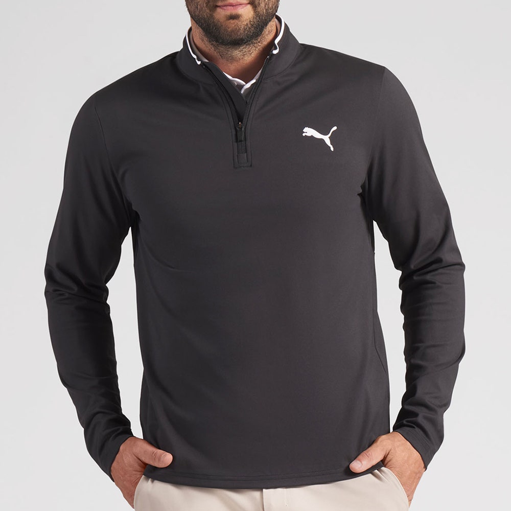 PUMA Golf Pullover - Cloudspun TOUR Logo Tech QZ - Black SS26