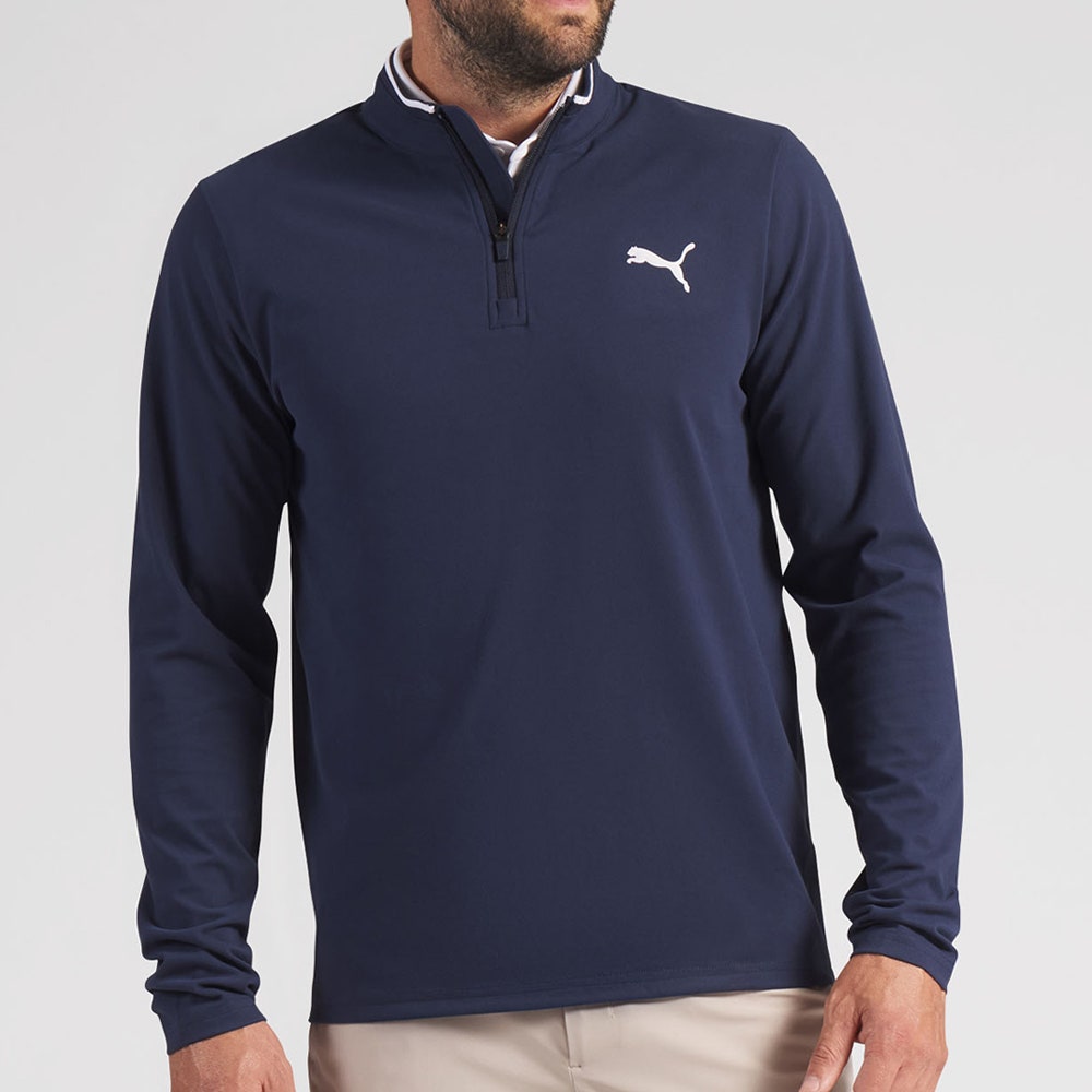 PUMA Golf Pullover - Cloudspun TOUR Logo Tech QZ - Deep Navy SS26