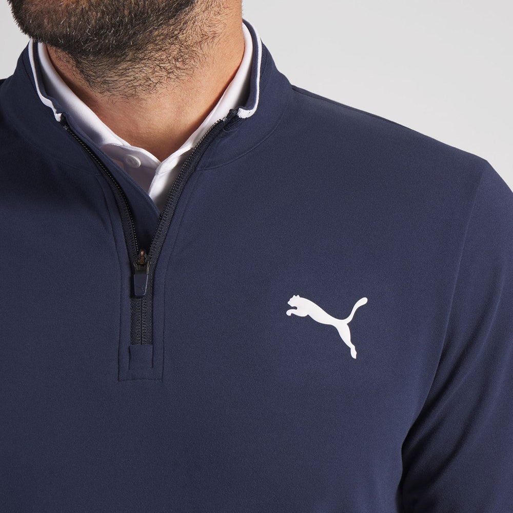 PUMA Golf Pullover - Cloudspun TOUR Logo Tech QZ - Deep Navy SS26