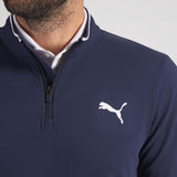 PUMA Golf Pullover - Cloudspun TOUR Logo Tech QZ - Deep Navy SS26