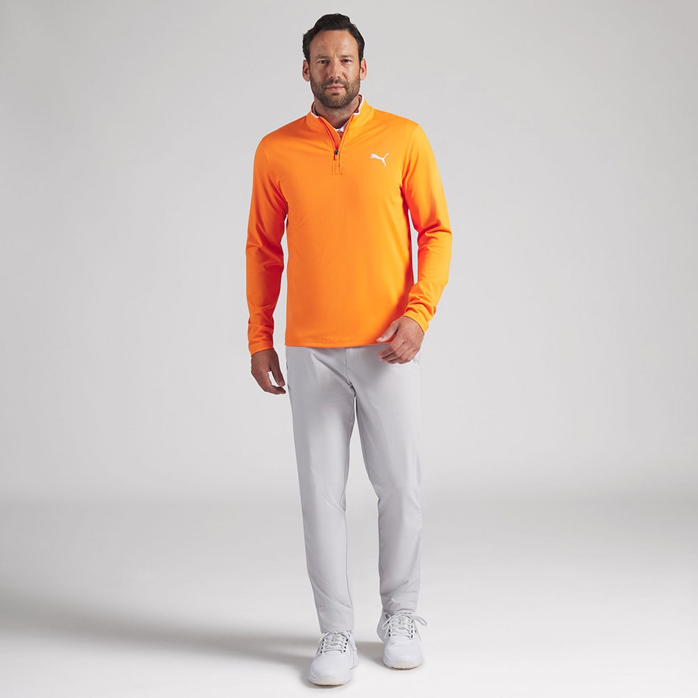 PUMA Golf Pullover - Cloudspun TOUR Logo Tech QZ - Rickie Orange SS26
