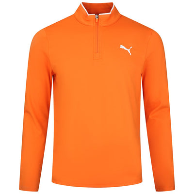 PUMA Golf Pullover - Cloudspun TOUR Logo Tech QZ - Rickie Orange SS26