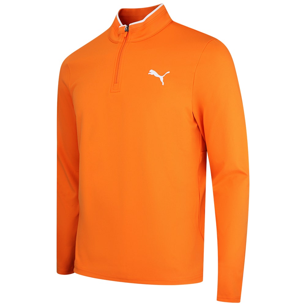 PUMA Golf Pullover - Cloudspun TOUR Logo Tech QZ - Rickie Orange SS26