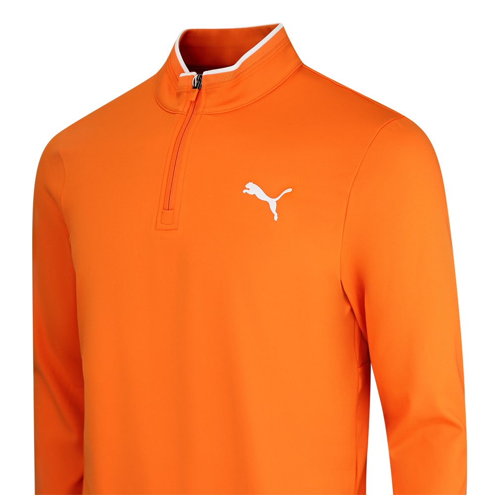 PUMA Golf Pullover - Cloudspun TOUR Logo Tech QZ - Rickie Orange SS26