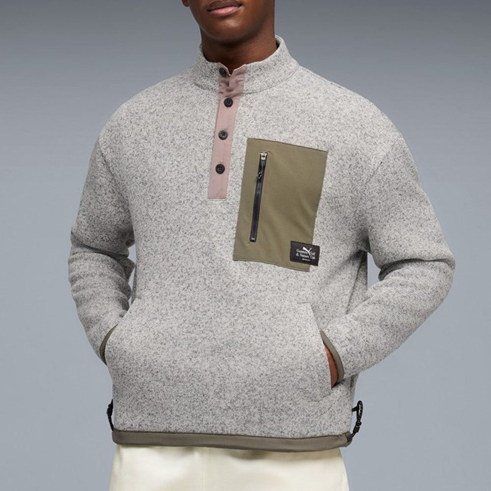 PUMA Golf Pullover - GGNC Sherpa Fleece QZ - Warm White Heather SS26