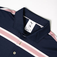 PUMA Golf Shirt - AP Pique Stripe Polo - Deep Navy AW26