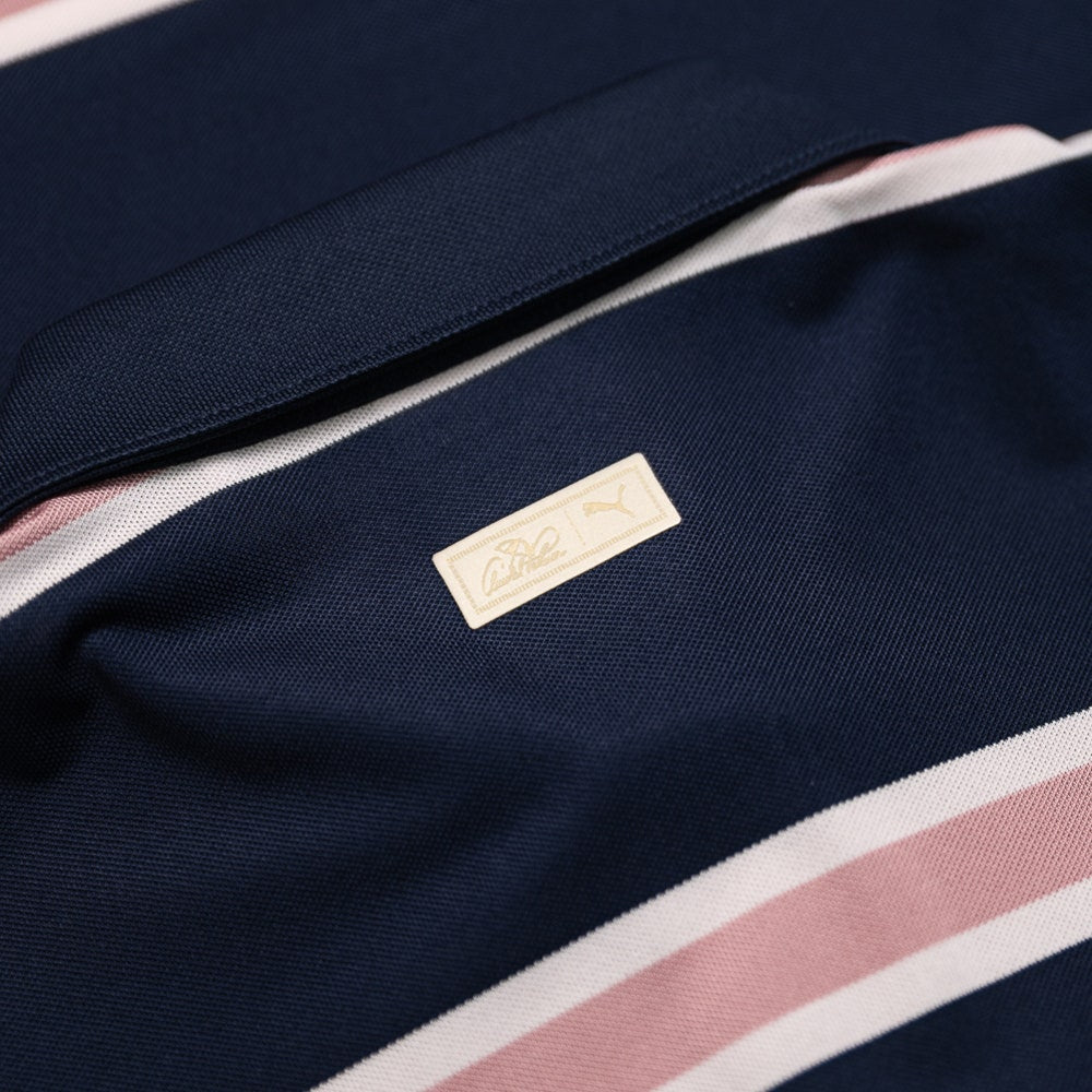 PUMA Golf Shirt - AP Pique Stripe Polo - Deep Navy AW26