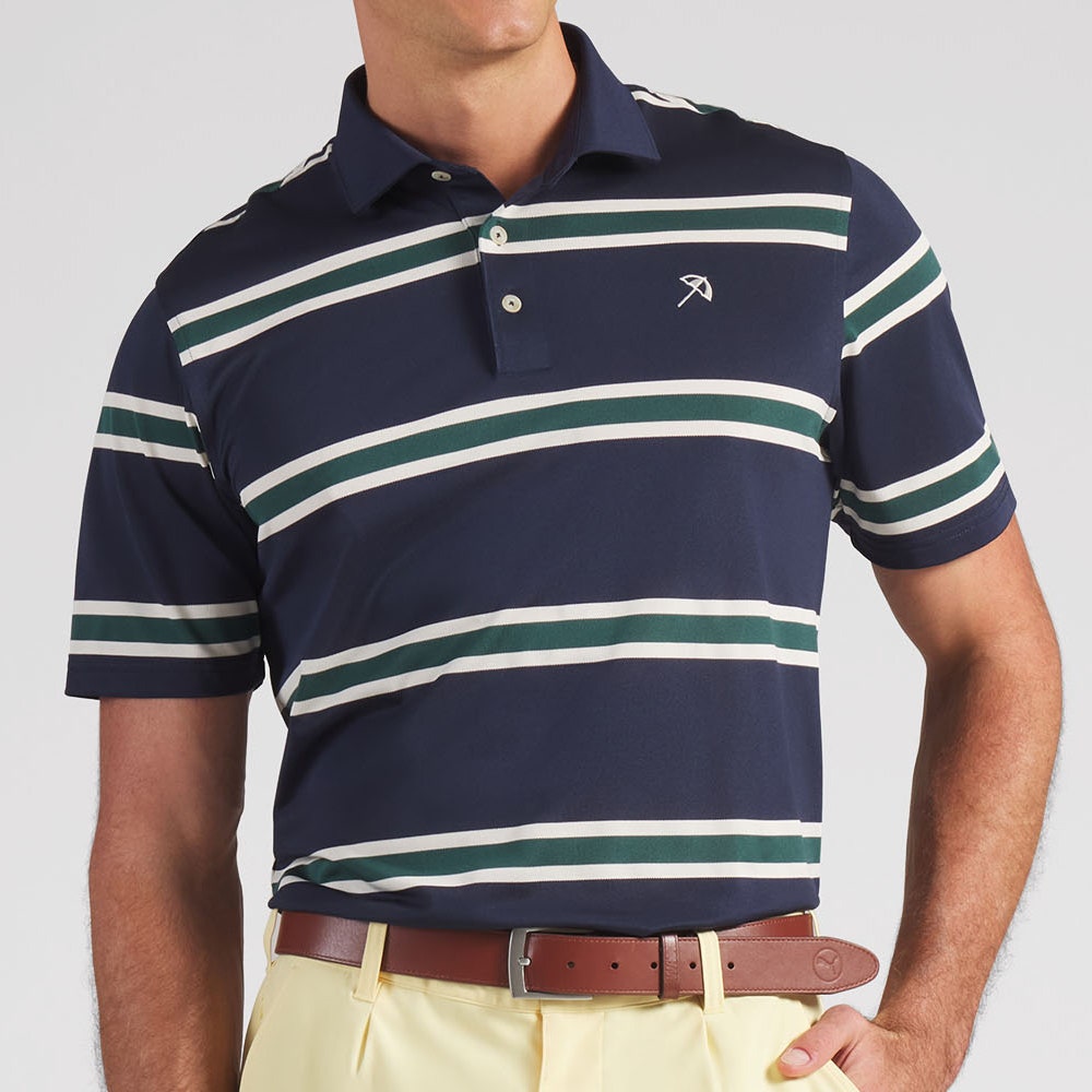 PUMA Golf Shirt - AP Pique Stripe Polo - Deep Navy SS26