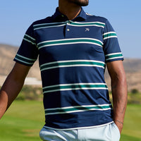 PUMA Golf Shirt - AP Pique Stripe Polo - Deep Navy SS26
