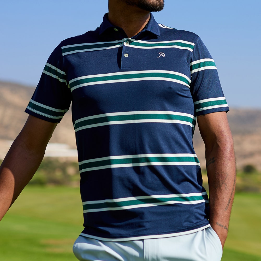 PUMA Golf Shirt - AP Pique Stripe Polo - Deep Navy SS26