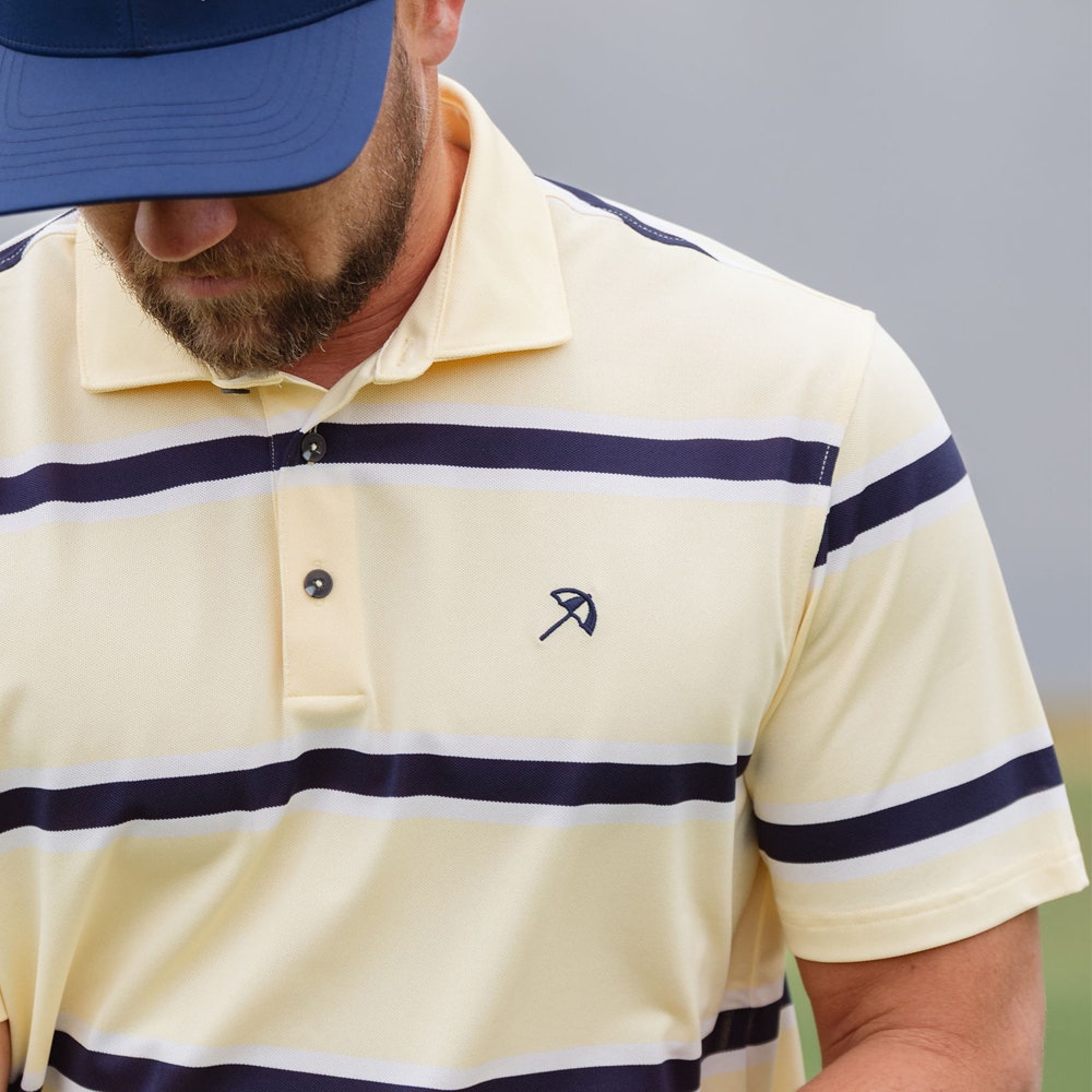 PUMA Golf Shirt - AP Pique Stripe Polo - Lemon Butter SS26