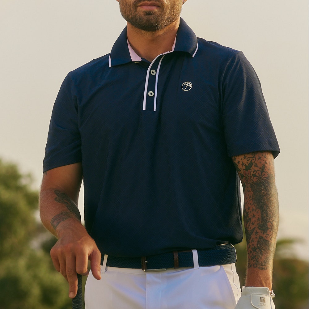 PUMA Golf Shirt - AP Tipped Jacquard Polo - Deep Navy AW25