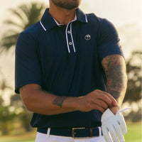 PUMA Golf Shirt - AP Tipped Jacquard Polo - Deep Navy AW25