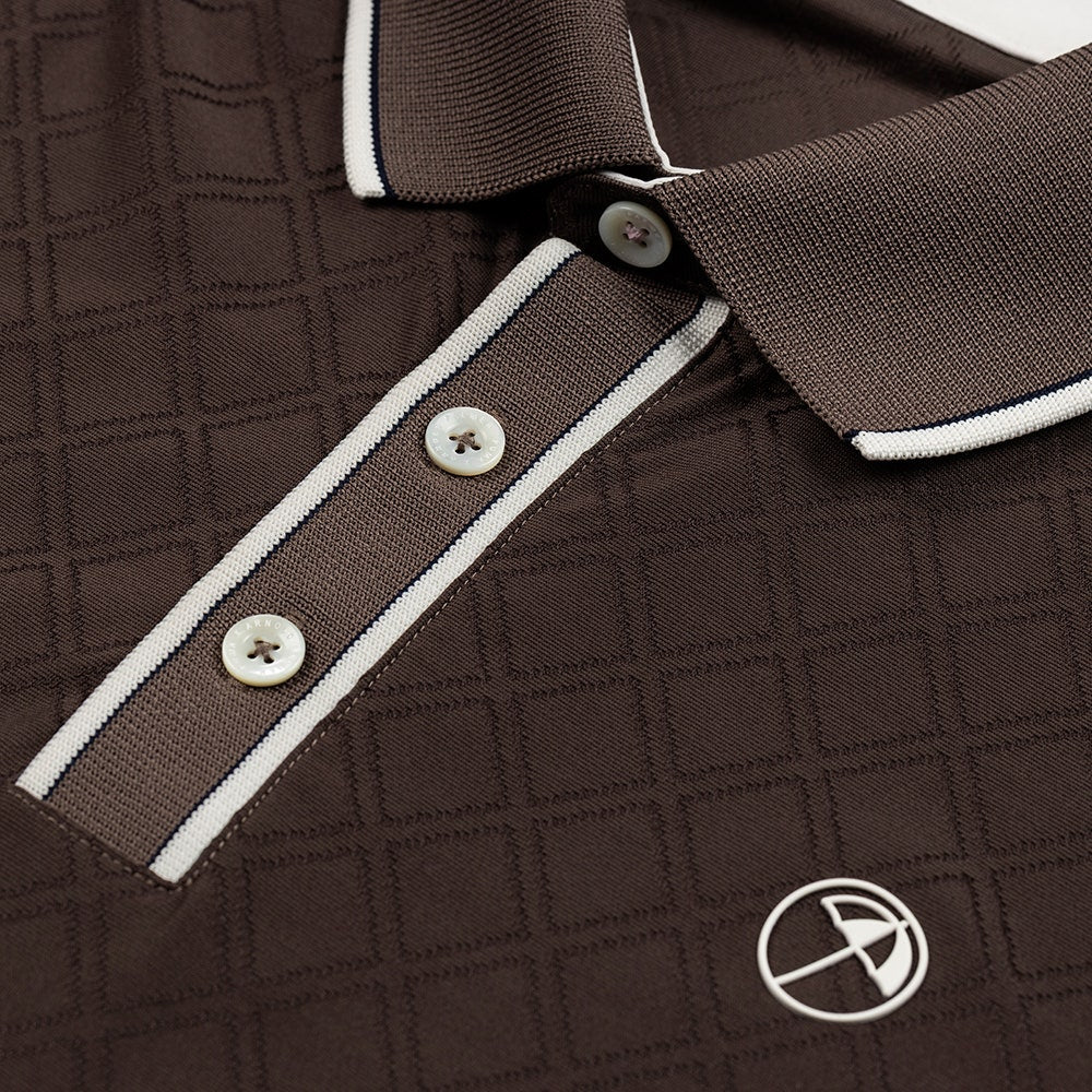PUMA Golf Shirt - AP Tipped Jacquard Polo - Flat Bronze AW25