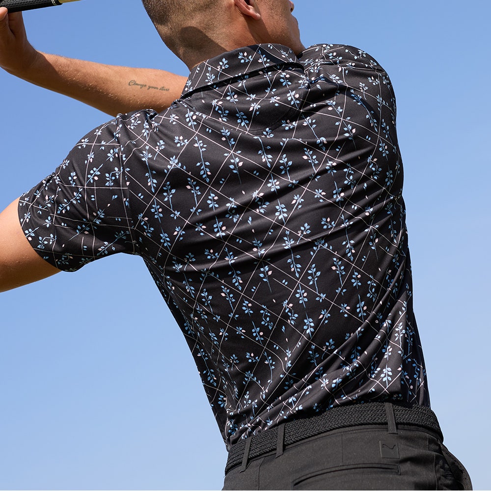 PUMA Golf Shirt - Cloudspun Argyle Bloom Polo - Black SS26