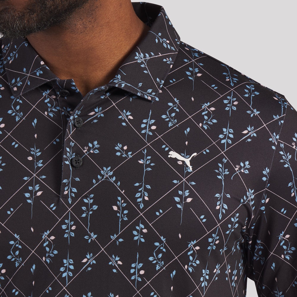 PUMA Golf Shirt - Cloudspun Argyle Bloom Polo - Black SS26