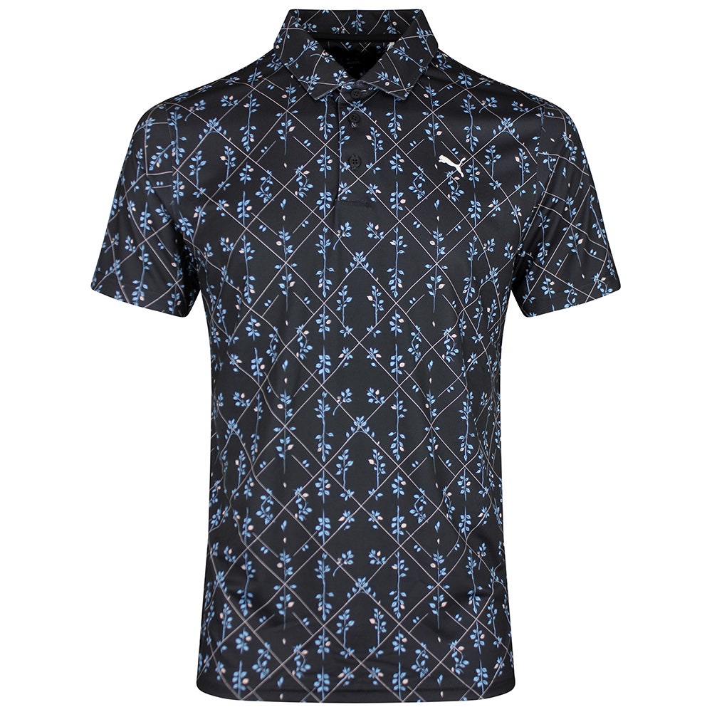 PUMA Golf Shirt - Cloudspun Argyle Bloom Polo - Black SS26