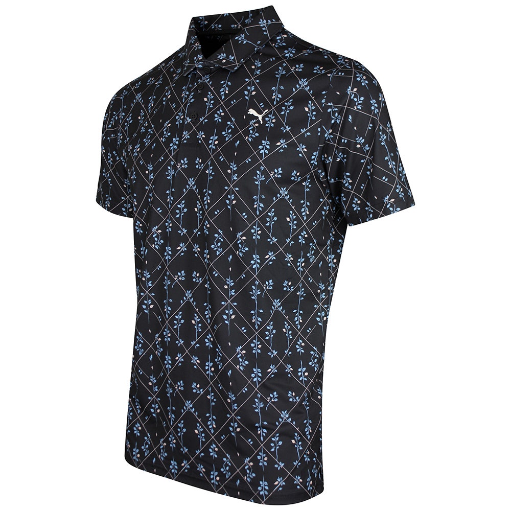 PUMA Golf Shirt - Cloudspun Argyle Bloom Polo - Black SS26