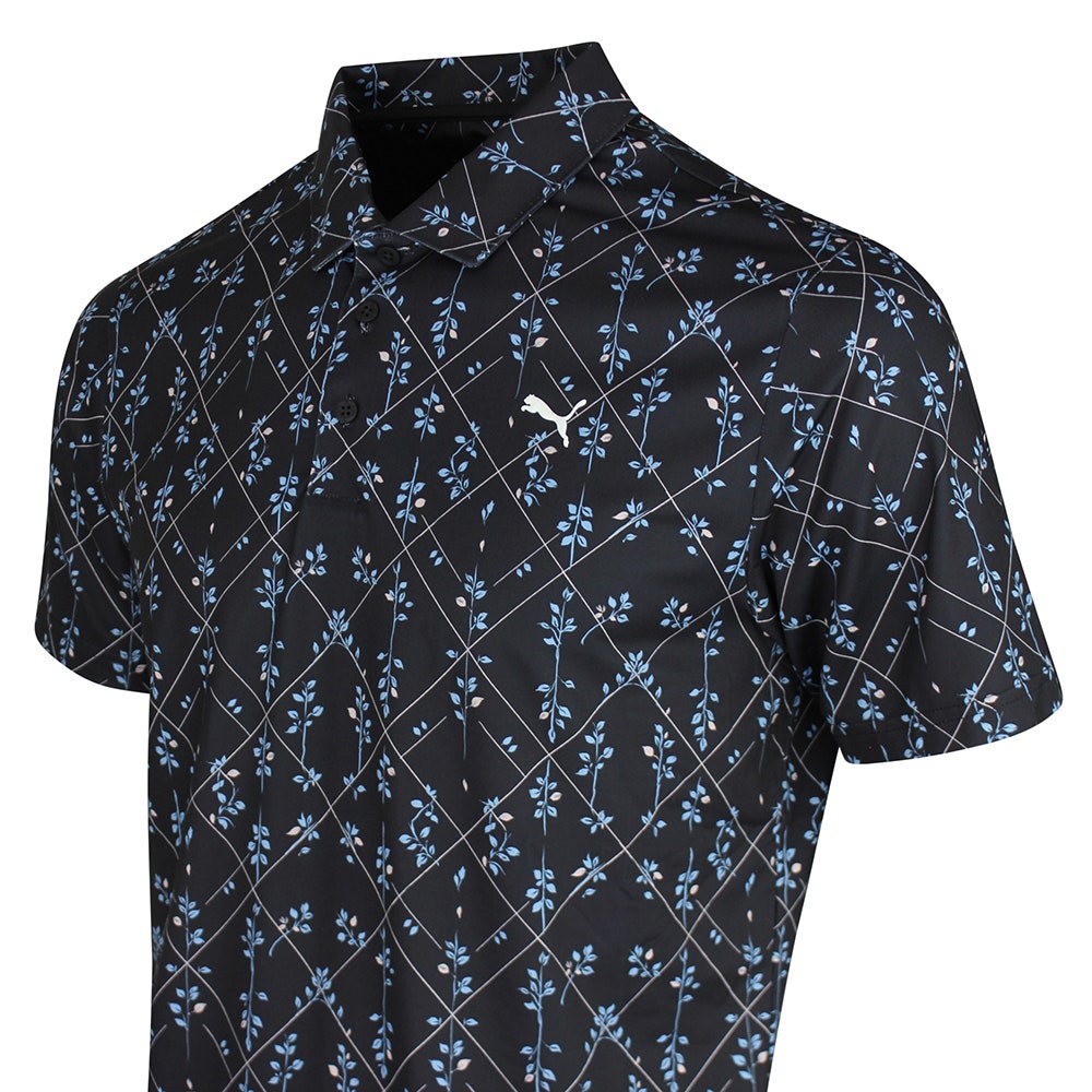 PUMA Golf Shirt - Cloudspun Argyle Bloom Polo - Black SS26
