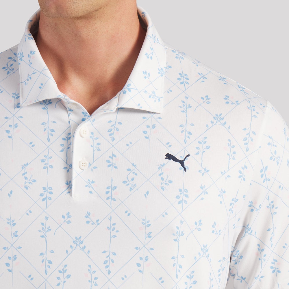 PUMA Golf Shirt - Cloudspun Argyle Bloom Polo - Warm White SS26