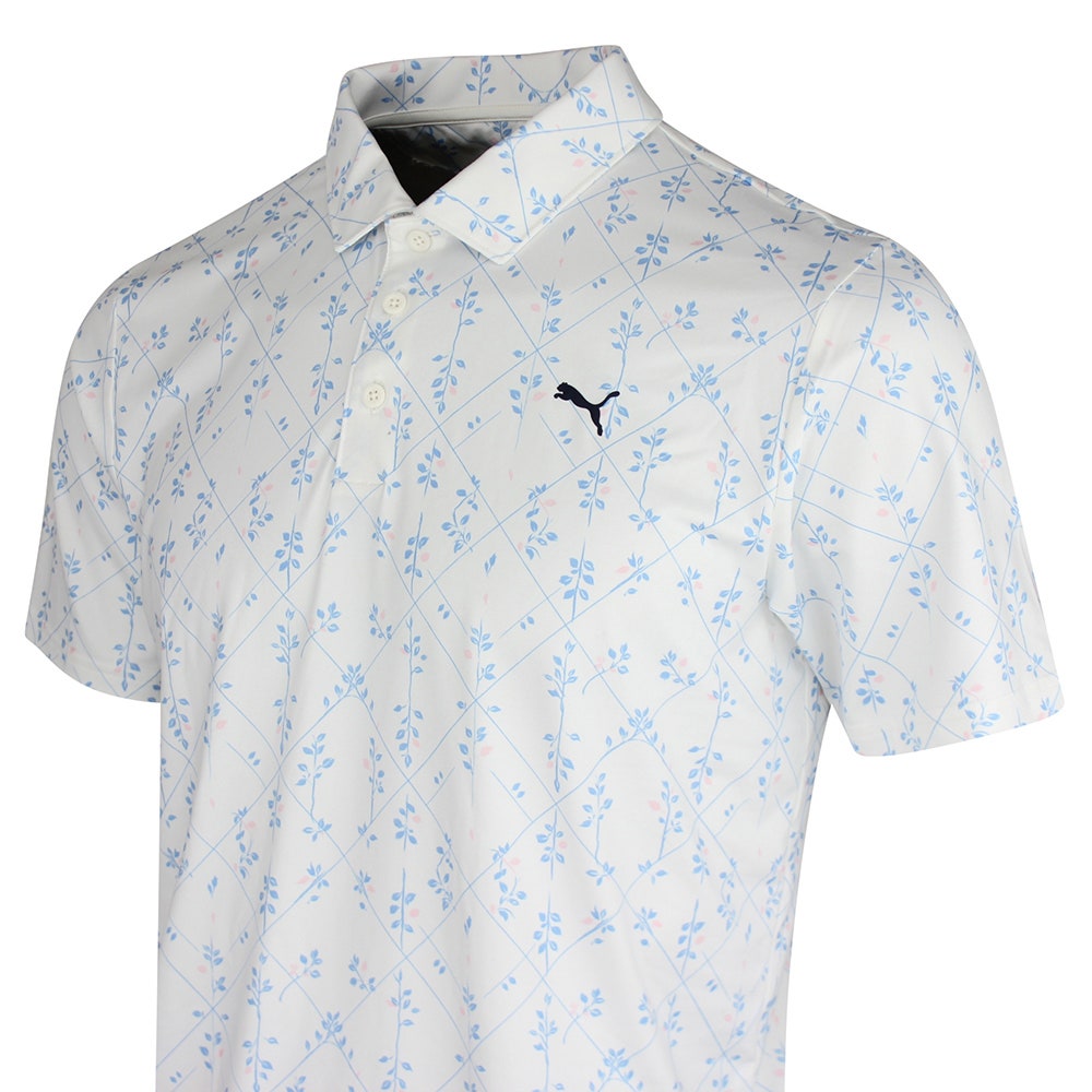 PUMA Golf Shirt - Cloudspun Argyle Bloom Polo - Warm White SS26