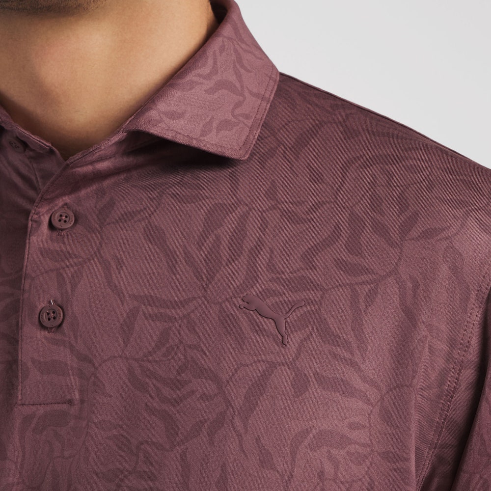PUMA Golf Shirt - Cloudspun Marine Botanical Polo - Rich Cocoa AW26